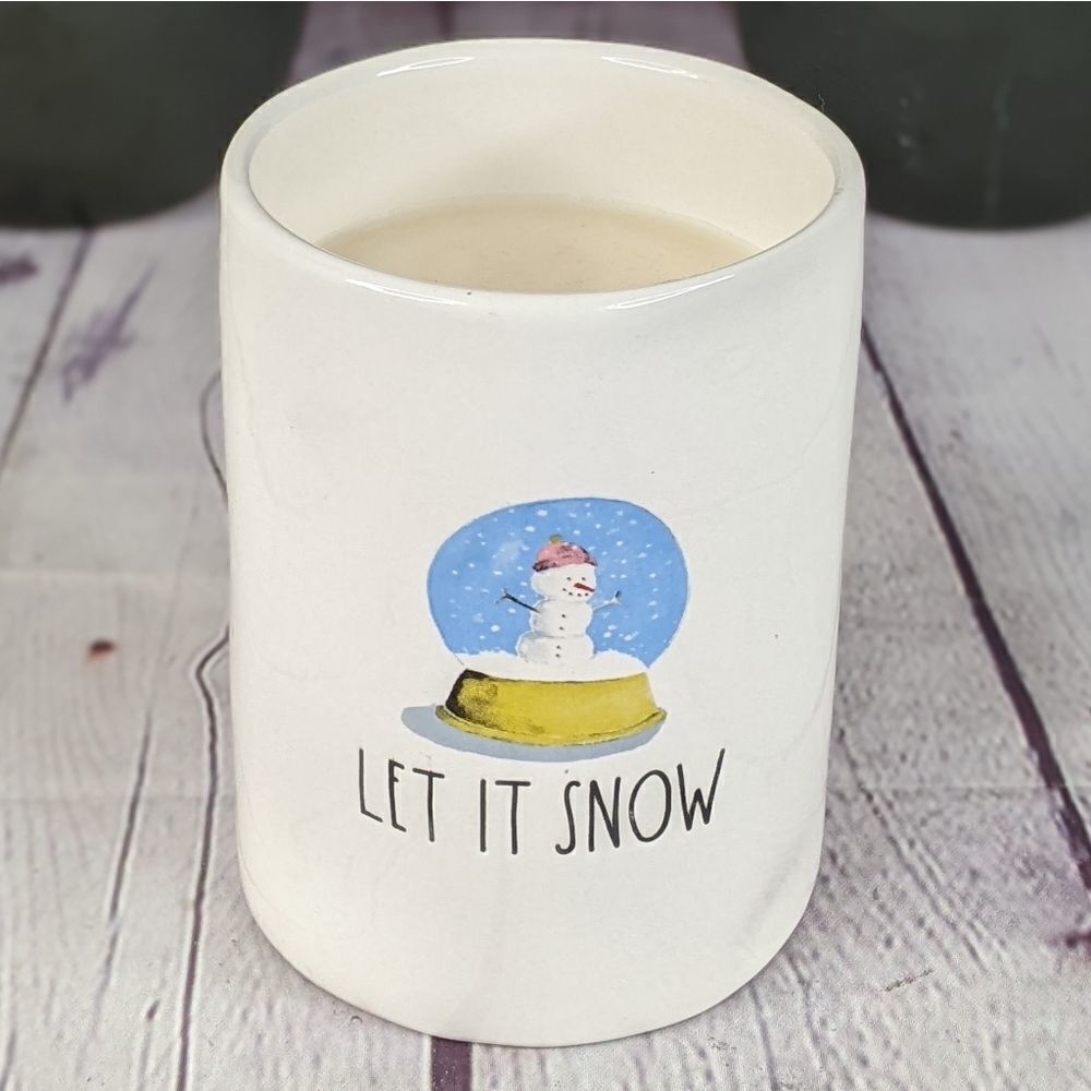 RaeβDunn LET IT SNOW Ceramic Winter Snow Scented Candle - 13.2βoz